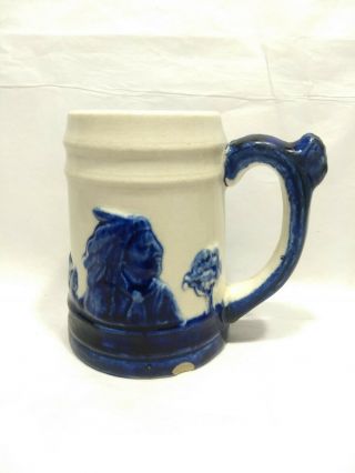 Vintage Sleepy Eye Blue White Pottery Coffee Mug Marked " Wsc Monmouth Ill " (b4)