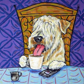 Soft Coated Wheaton Terrier Coffee Dog Art Tile Coaster Gift