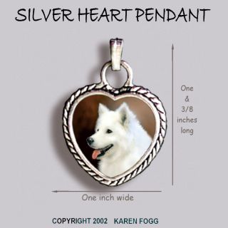 Samoyed Dog - Ornate Heart Pendant Tibetan Silver