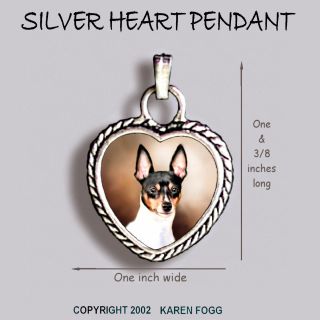Toy Fox Terrier Dog - Ornate Heart Pendant Tibetan Silver