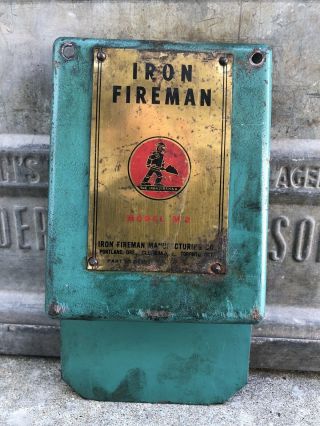 Vintage Iron Fireman Brass Plaque Furnace? Boiler? Robot Coal Sign M2 Portland