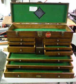 Vintage H.  Gerstner & Sons Model 042 11 Drawer Oak Machinist Tool Box/chest