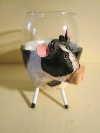 Vintage Cow Shaped Holder with small Glass Bowl by Ganz Novelty Decor 3