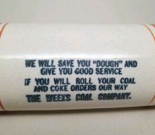 Advertising Western Stoneware Rolling Pin Band WEEKS COAL CO.  - STERLING,  IL 2