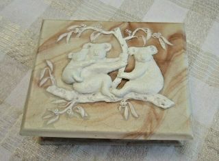 Marble Stone Australia Koalas Handcrafted Cultured Marble 6.  25 X 2.  25 X 5