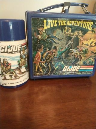 Vintage 1986 Hasbro Gi Joe " Live The Adventure " Lunch Box W/aladdin Thermos
