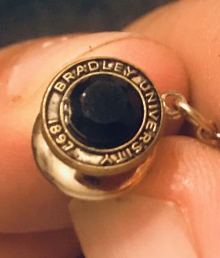Vintage Bradley University 1897 Black Stone,  Gold Tone Tie Tack Pin
