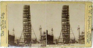 Vintage Ingersoll Real Photo Stereoview Chicago 1893 World’s Fair Ferris Wheel