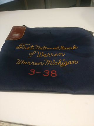 Vintage First National Bank Canvas Money Deposit Bag Warren,  Michigan