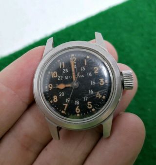 Vintage BULOVA MIL - W - 3818A 10BNCH Stainless Steel U.  S.  Military Wrist Watch RARE 2