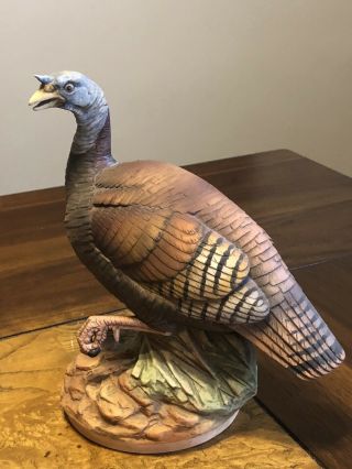 Vintage Wild Turkey Figurine Andrea By Sadek Foil Tag Colorful
