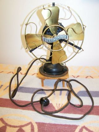 Pretty Old Small Westinghouse Brass Blade Cage Fan 3 Speed