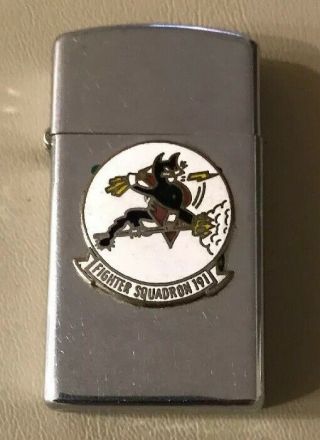 Fighter Squadron 191 Satan’s Kitten Slimline Zippo Lighter 1974