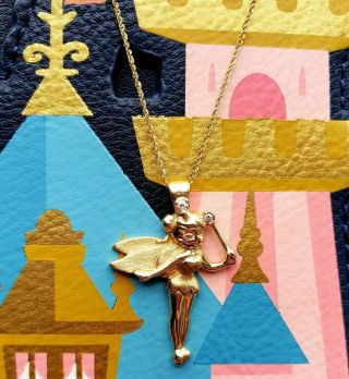 14k Solid Gold Tinker Bell Disney Princess Necklace Pendant Fine Jewelry