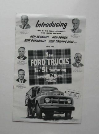 1951 Ford Brochure Trucks F Series Vintage