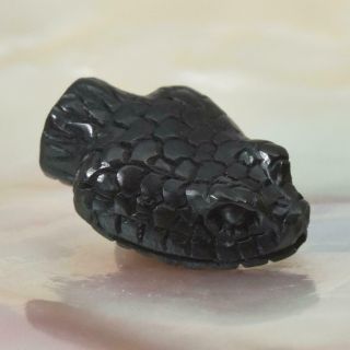 Snake Head Bead Buffalo Horn Art Carving For Bracelet Or Necklace Handmade 1.  48g