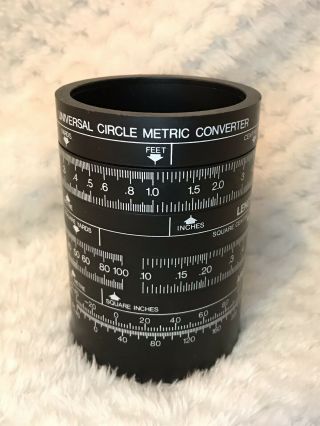 Vintage Slide Rule Plastic Pencil Cup - Universal Circle Metric Converter