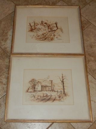 2 Watercolors? By Edward Basker Indiana Artist - Signed And Framed