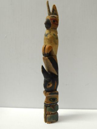 14 1/4 " Antique Vintage Alaska Canada Nw Coast Indian Hand Carved Totem Pole