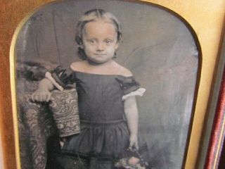 Child Holding Flower Basket 1/4 Plate Daguerrreotype Photo By Beckers & Piard