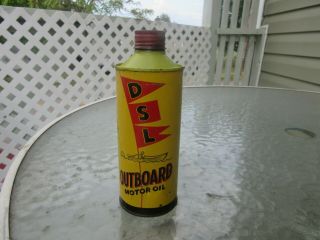 Vintage Dsl " Distinctly Superior Lubricant " Outboard Motor Oil Can 1 Pint