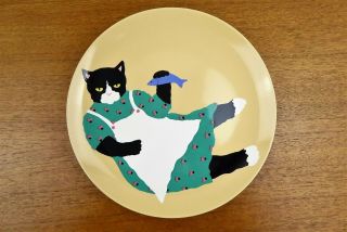 Vintage Bottman Design Plate - Paris Bottman - Cat W/ Blue Fish - Japan 1988