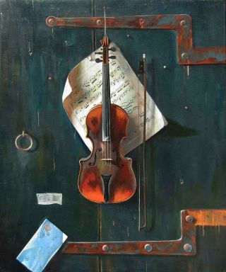 Detailed Old Violin Trompe L 