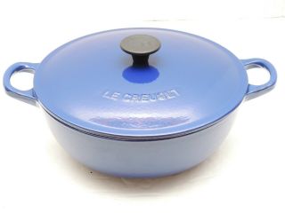 Le Creuset Soup Pot Dutch Oven 2 3/4 Qt Blue Cast Iron Enamel 22 France Exc Cond