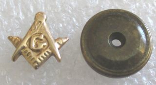 Vintage 10k Gold Mason Blue Lodge Tiny Lapel Pin - Freemason Masonic Screw Back