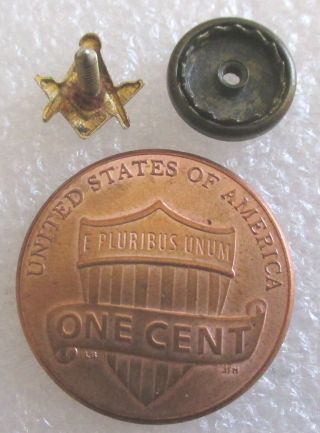 Vintage 10K Gold Mason Blue Lodge Tiny Lapel Pin - Freemason Masonic Screw Back 2