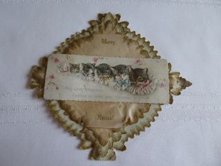 Victorian Three Dimensional 4 Layer Christmas Card Decoration With Kittens