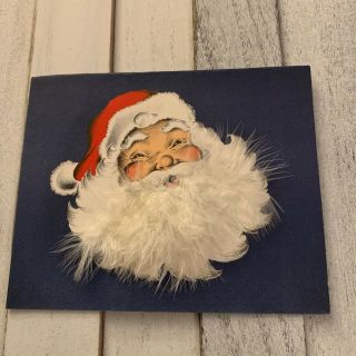 Vintage Greeting Card Christmas Santa Claus Blue Feather Beard Norcross