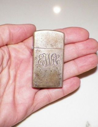 Vintage Sterling Silver Zippo Lighter Monogrammed Ewh Script