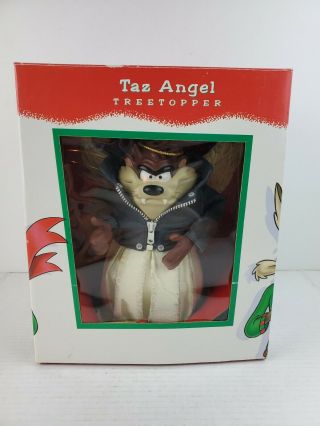 Vintage 1996 Looney Tunes Christmas Biker Tasmanian Devil Taz Angel Tree Topper