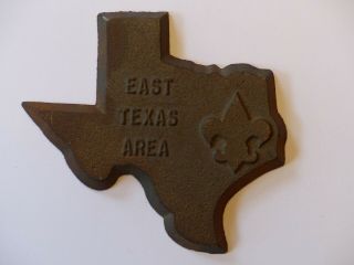 Vintage Boy Scout Bsa Cast Iron State Shape Paper Weight East Texas Area Council