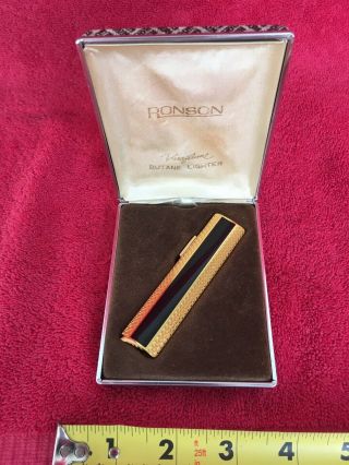 40,  Year Old Vintage Varaflame Butane Lighter By Ronson Gold Tone Box