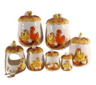 Sears & Roebuck Chicken Canister Set And Bird Feeder 7 Pc