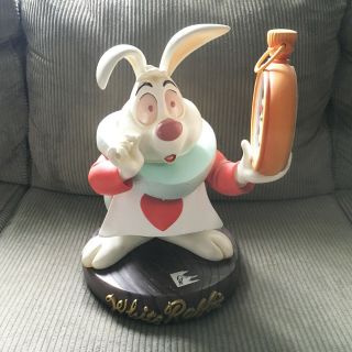 Disney Giant White Rabbit Sculpture Figure W/ Clock & Base Alice In Wonderland