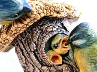 Vintage Bosson’s Bird Feeding Babies Chalkware Wall Hanging 1967 “blue Tits "