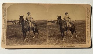 1898 Stereoview Card Teddy Roosevelt Rough Rider Underwood And Underwood
