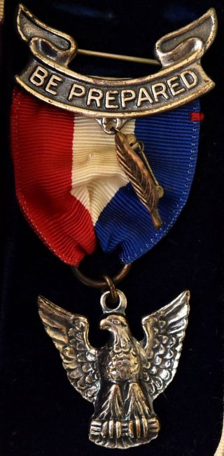 Vintage Sterling Silver Eagle Scout Award Ribbon Medal Pin 2