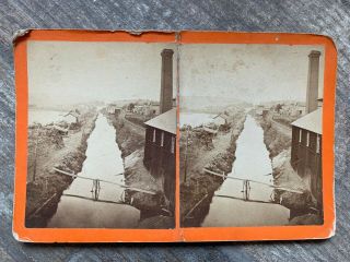 Pennsylvania Stereoview On The Old P & N Y Canal Pittson Pa L Hensel C1880