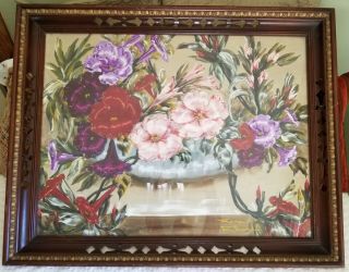 Vintage Zara Ellwood Painting 33x25 " Art Noveau? " Flowers Symphony " 1930s ?