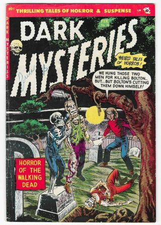 Dark Mysteries 16 (1954) Gruesome Hanging Rotting Corpse Cover Violent Issue