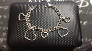 Tiffany & Co Bracelet 925 Vtg 1 Of A Kind Rare Heart Shape Dangle 30.  7g Vintage