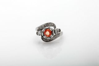Vintage $4000 1.  75ct Natural Padparadscha Sapphire Diamond 14k White Gold Ring