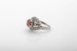 Vintage $4000 1.  75ct Natural Padparadscha Sapphire Diamond 14k White Gold Ring 3