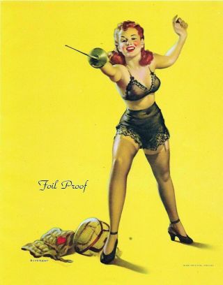 1940s Pin Up Girl Lithograph By Elvgren Foil Proof 96