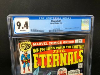 Eternals 1 Marvel 7/76 Comic Book Cgc 9.  4 White Pages Origin And 1st Apperance