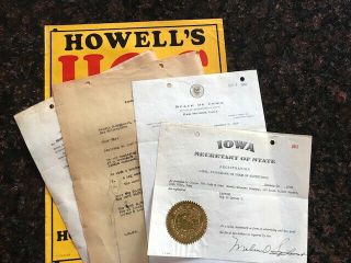 Vintage List Of Letters & Application,  Howell - Shrader Co,  Ia Trademark 1949 - 50